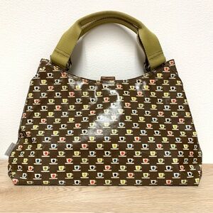 Orla Kiely Mini Teacup Coffee Mug Handbag Purse Brown Retro Style Top Handle